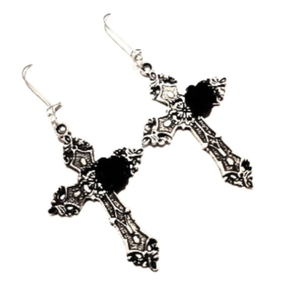 Gothic Cross Earrings - Picture 4 of 6